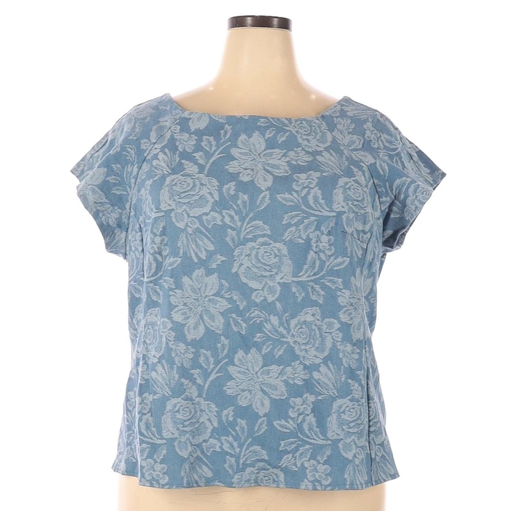 ICE Short Sleeve Blouse Size 24 (Plus) Blue